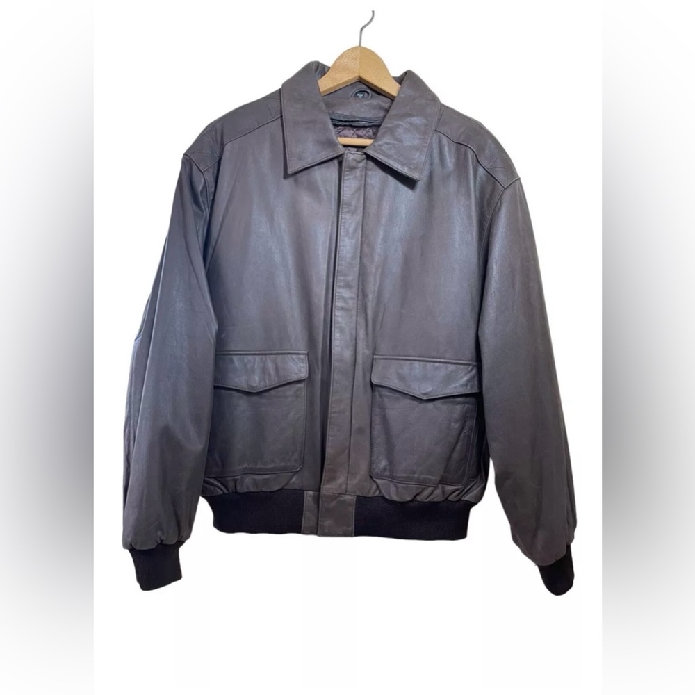 Leather Limited Brown Bomber Style Jacket With Removable Liner Men’s Medium